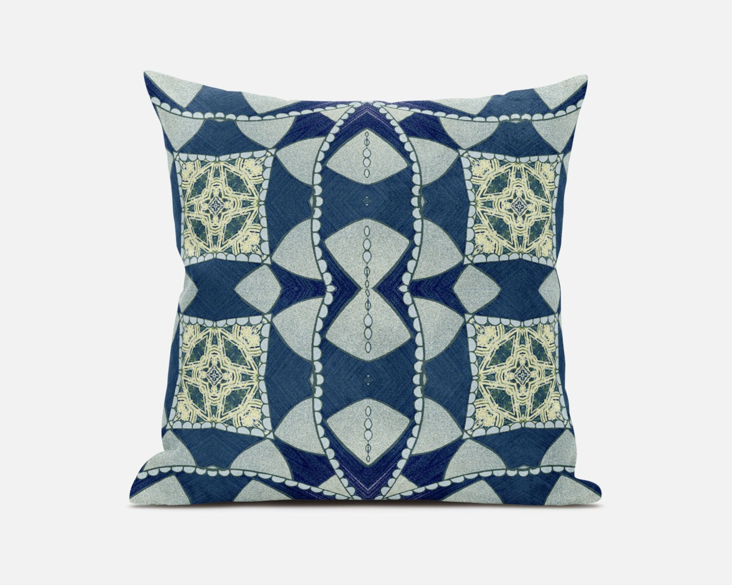 20" Blue Cream Cosmic Circle Boho Suede Throw Pillow FurniFindUSA
