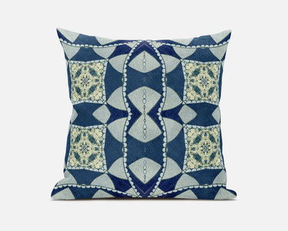 20" Blue Cream Cosmic Circle Boho Suede Throw Pillow FurniFindUSA
