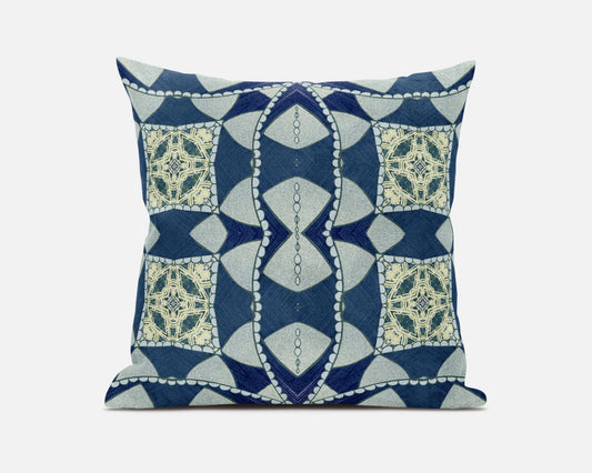 20" Blue Cream Cosmic Circle Boho Suede Throw Pillow FurniFindUSA