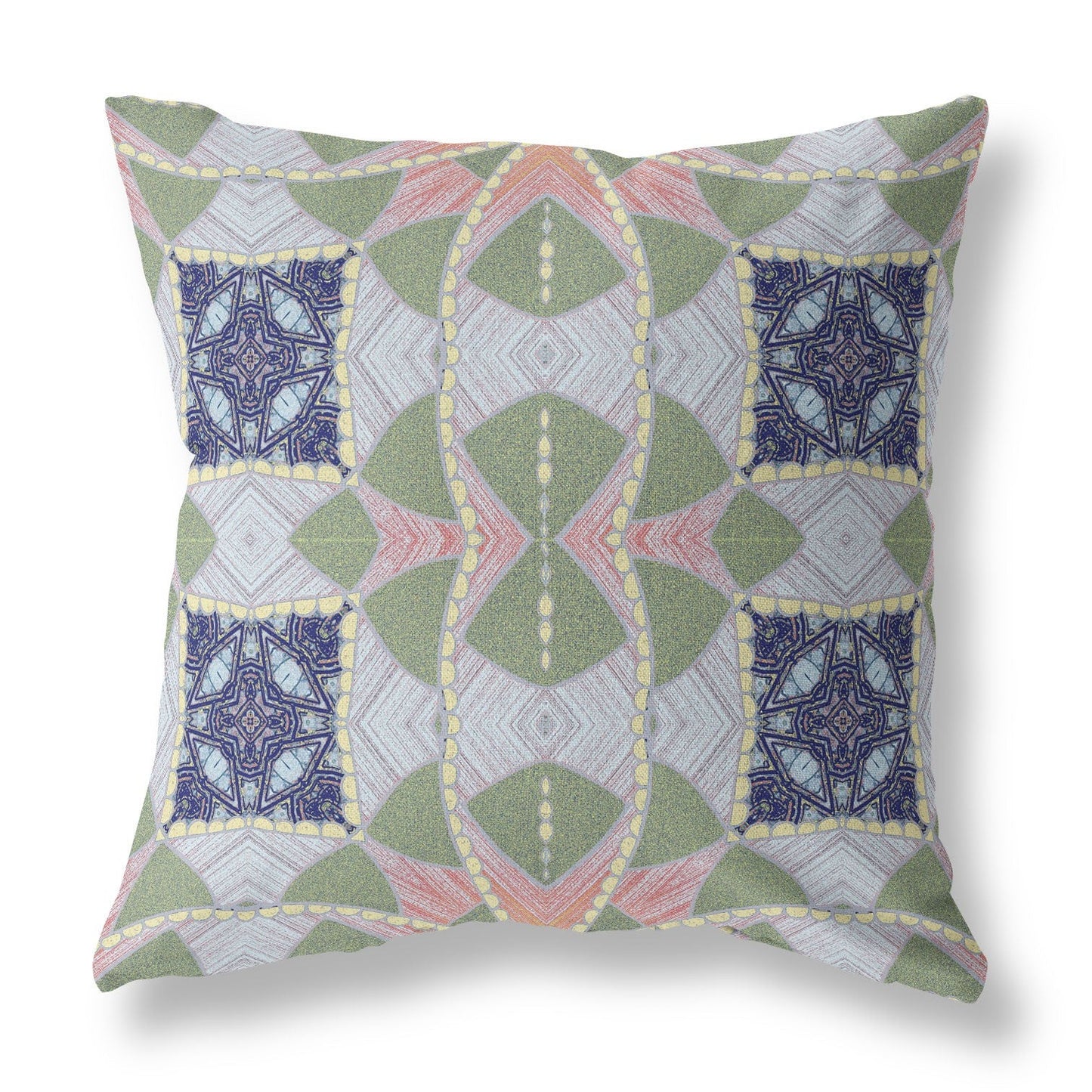 20" Green Pink Cosmic Circle Boho Suede Throw Pillow FurniFindUSA