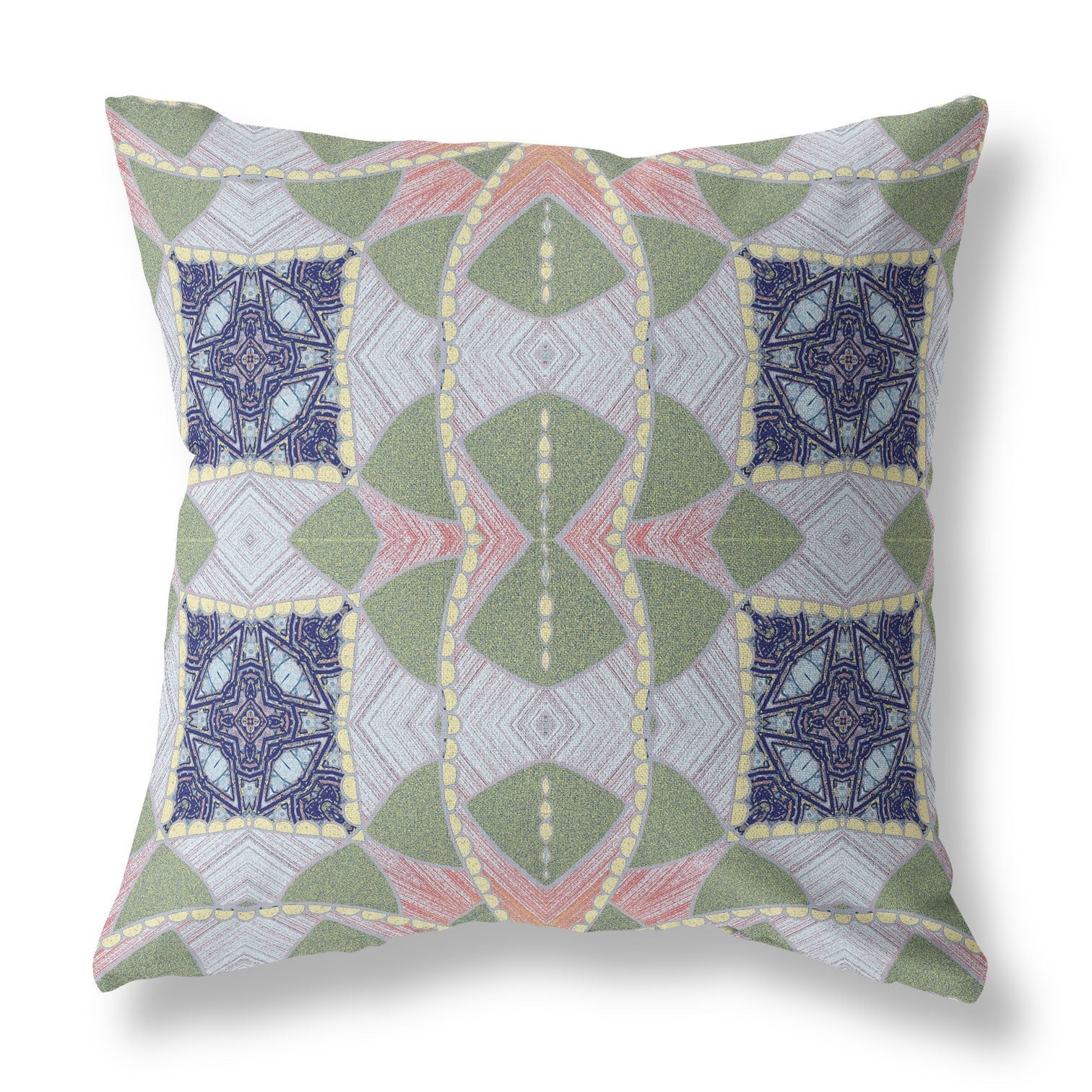 20" Green Pink Cosmic Circle Boho Suede Throw Pillow FurniFindUSA