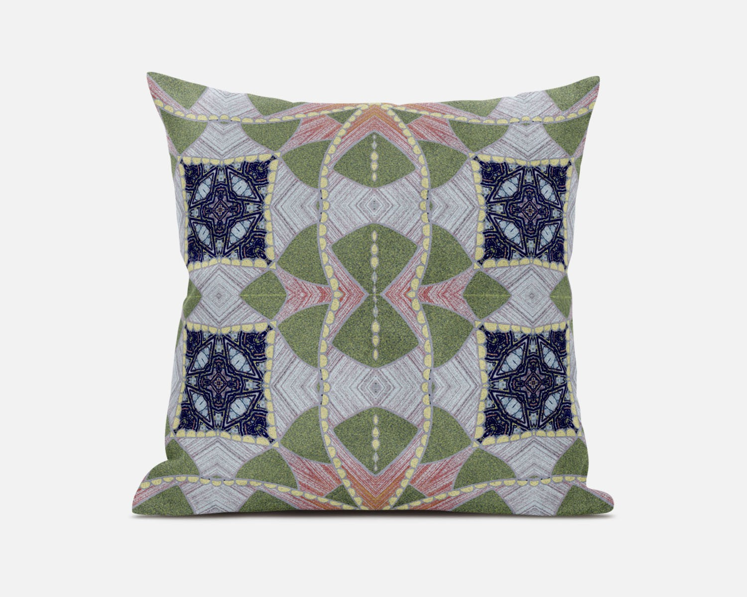 20" Green Pink Cosmic Circle Boho Suede Throw Pillow FurniFindUSA