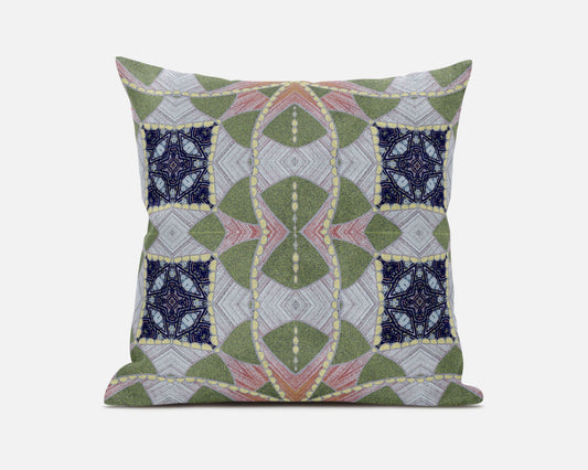 20" Green Pink Cosmic Circle Boho Suede Throw Pillow FurniFindUSA