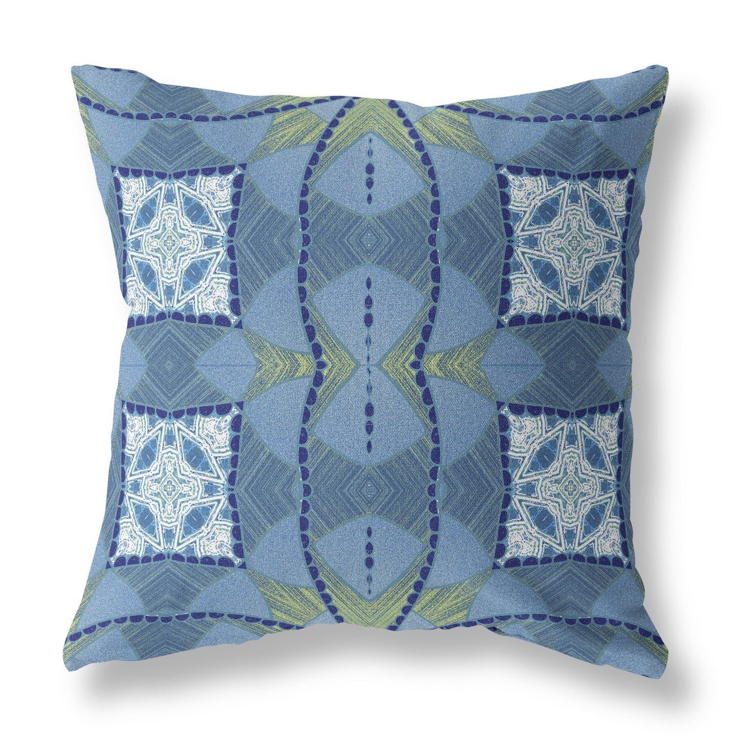 20" Blue White Cosmic Circle Boho Suede Throw Pillow FurniFindUSA