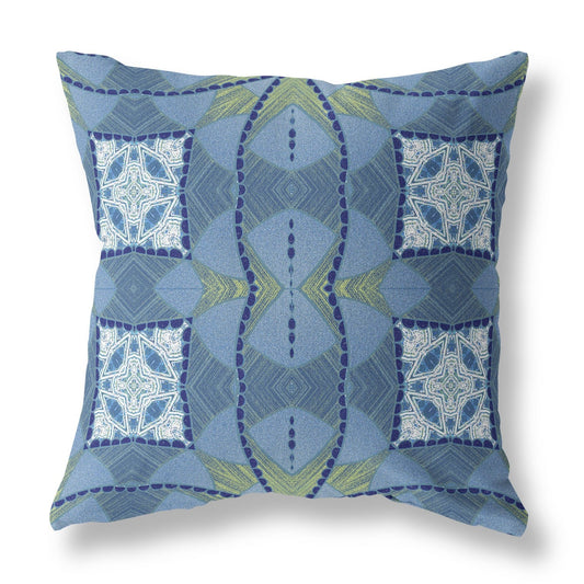 20" Blue White Cosmic Circle Boho Suede Throw Pillow FurniFindUSA