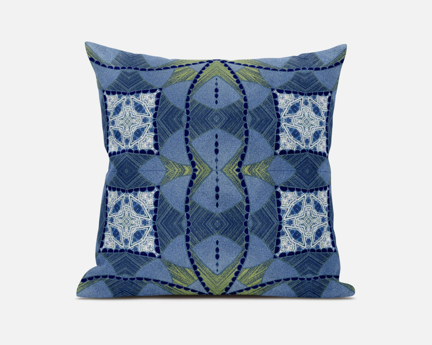 20" Blue White Cosmic Circle Boho Suede Throw Pillow FurniFindUSA