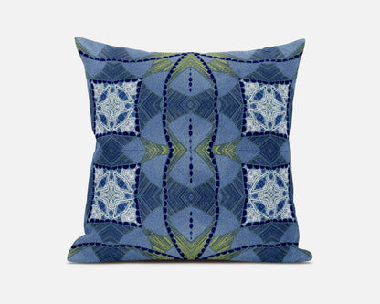 20" Blue White Cosmic Circle Boho Suede Throw Pillow FurniFindUSA