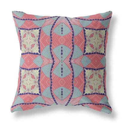 20" Red Blue Cosmic Circle Boho Suede Throw Pillow FurniFindUSA