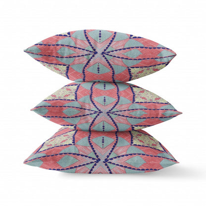 20" Red Blue Cosmic Circle Boho Suede Throw Pillow FurniFindUSA