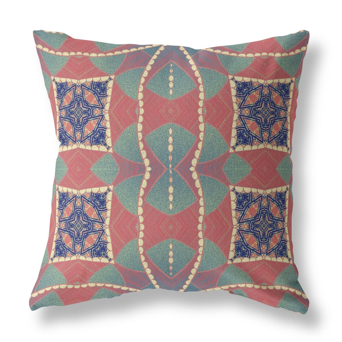 20" Red Green Cosmic Circle Boho Suede Throw Pillow FurniFindUSA