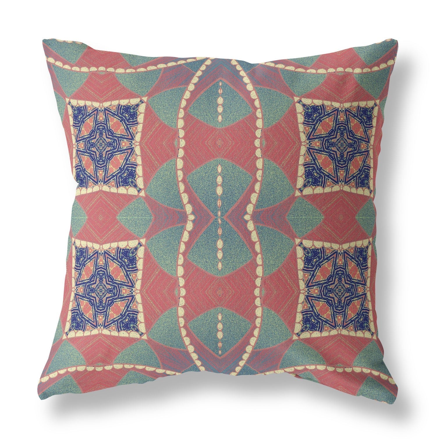 20" Red Green Cosmic Circle Boho Suede Throw Pillow FurniFindUSA