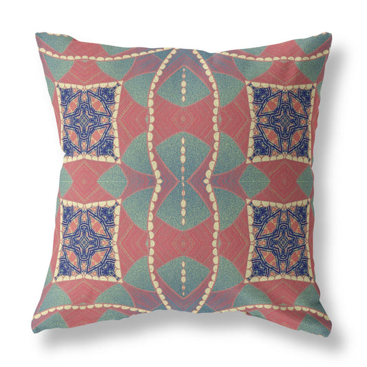 20" Red Green Cosmic Circle Boho Suede Throw Pillow FurniFindUSA