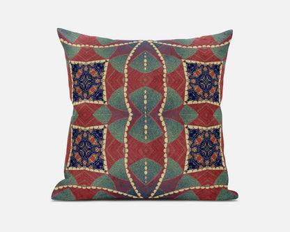 20" Red Green Cosmic Circle Boho Suede Throw Pillow FurniFindUSA