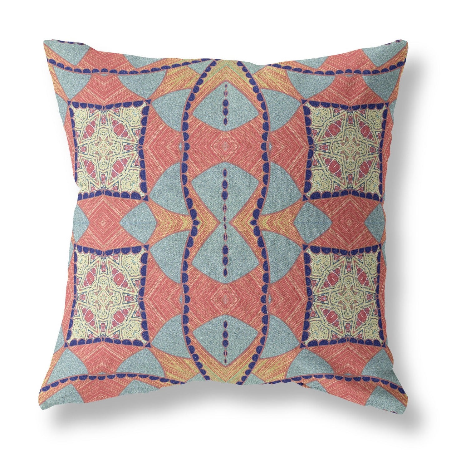 20" Red Indigo Cosmic Circle Boho Suede Throw Pillow FurniFindUSA