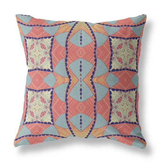 20" Red Indigo Cosmic Circle Boho Suede Throw Pillow FurniFindUSA