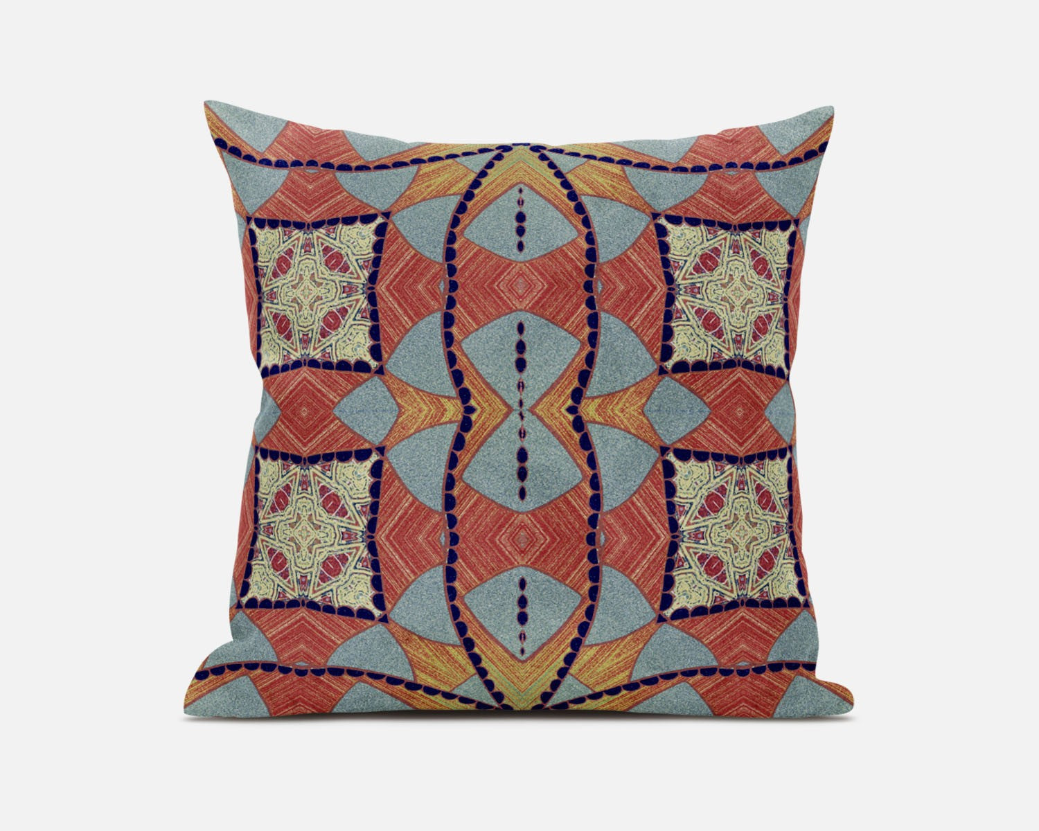 20" Red Indigo Cosmic Circle Boho Suede Throw Pillow FurniFindUSA