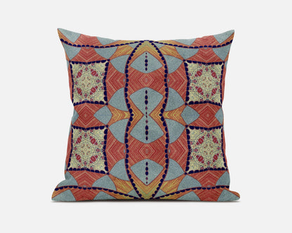 20" Red Indigo Cosmic Circle Boho Suede Throw Pillow FurniFindUSA