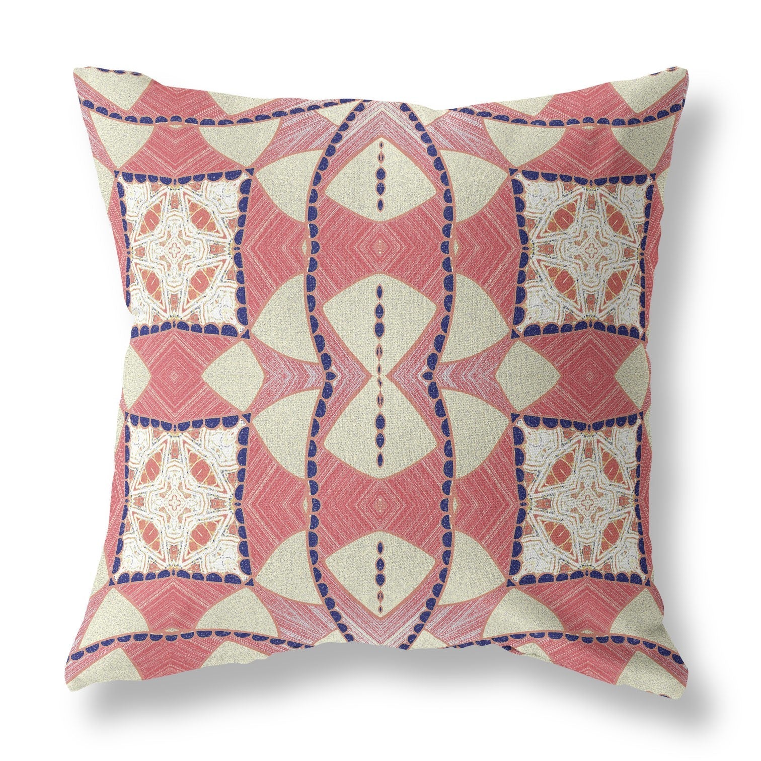 20" Red White Cosmic Circle Boho Suede Throw Pillow FurniFindUSA