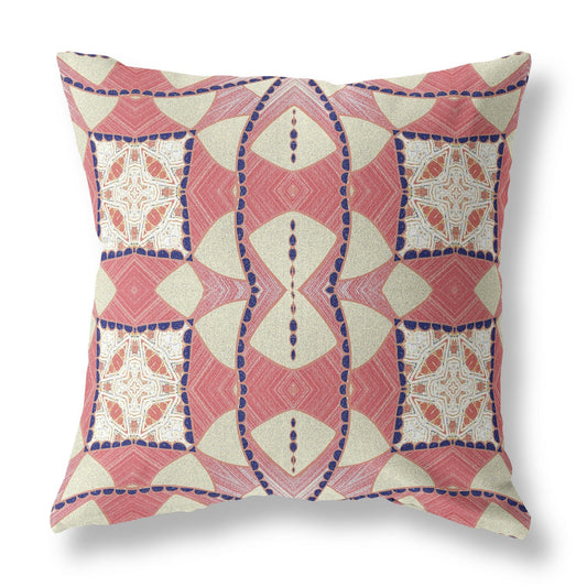 20" Red White Cosmic Circle Boho Suede Throw Pillow FurniFindUSA