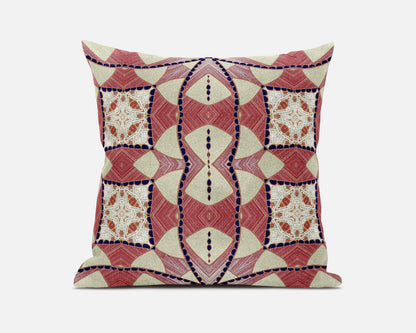 20" Red White Cosmic Circle Boho Suede Throw Pillow FurniFindUSA