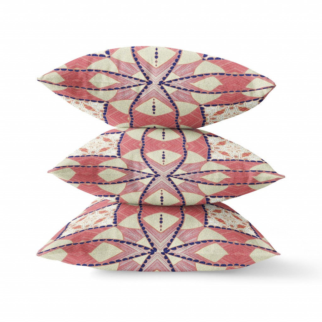 20" Red White Cosmic Circle Boho Suede Throw Pillow FurniFindUSA
