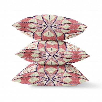 20" Red White Cosmic Circle Boho Suede Throw Pillow FurniFindUSA