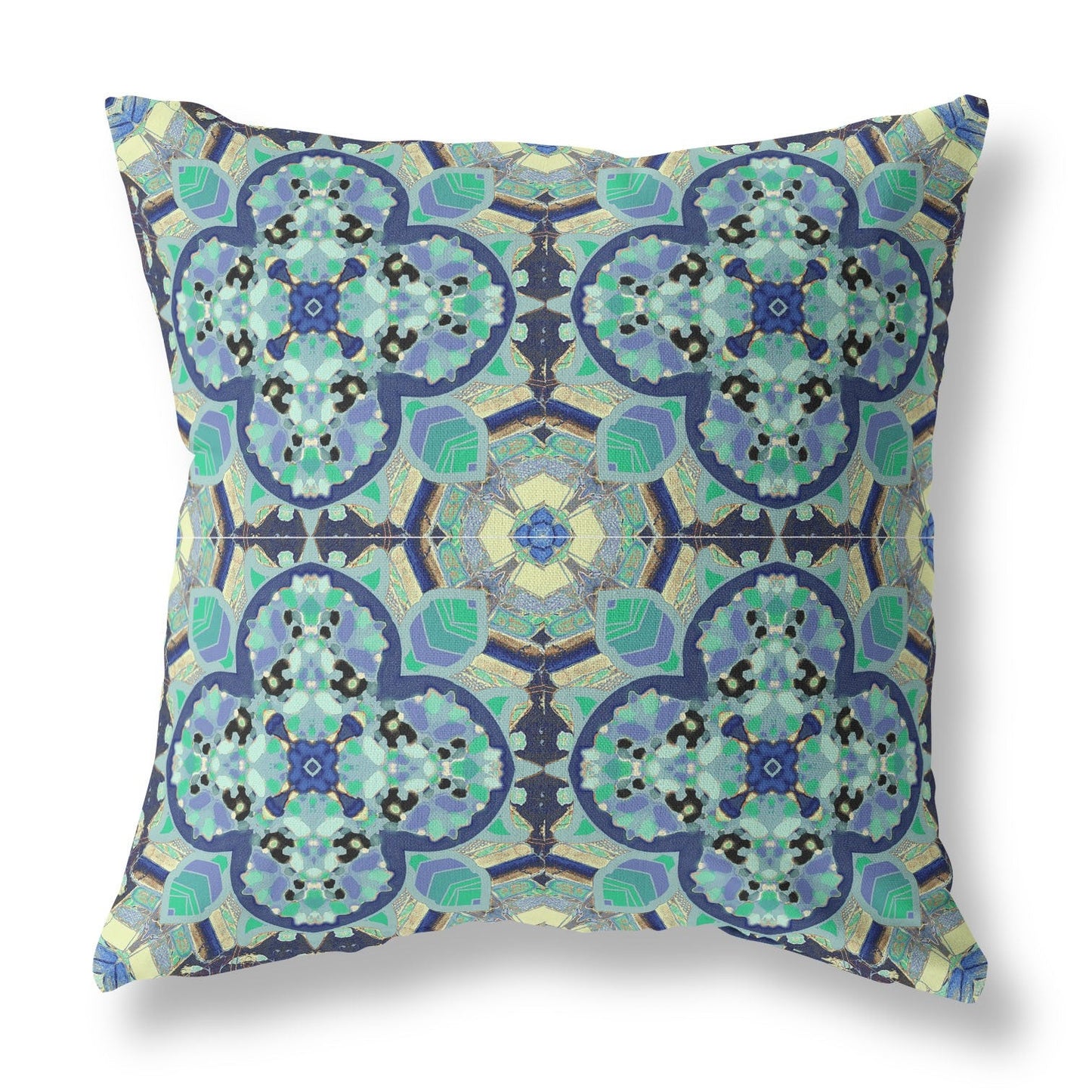 20" Aqua Indigo Cloverleaf Boho Suede Throw Pillow FurniFindUSA