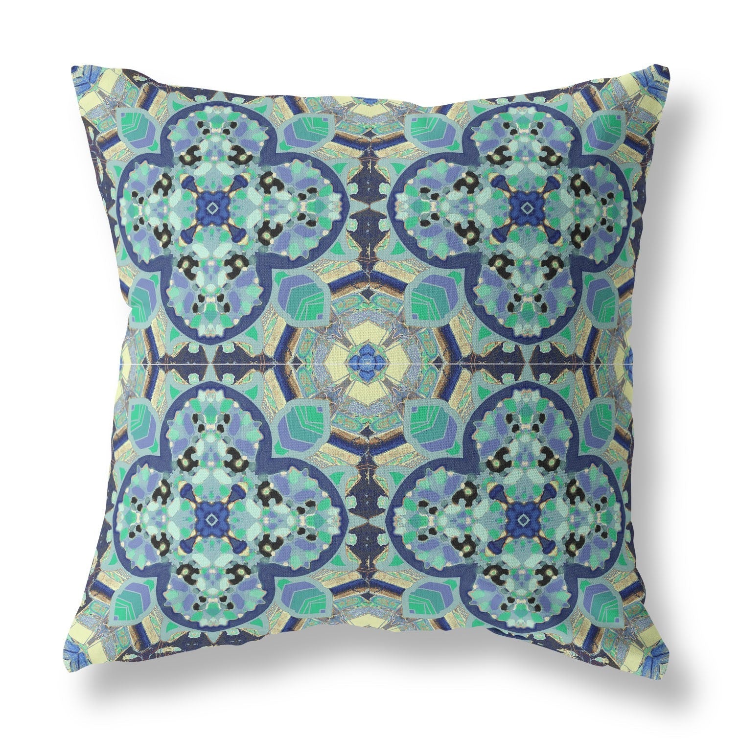 20" Aqua Indigo Cloverleaf Boho Suede Throw Pillow FurniFindUSA