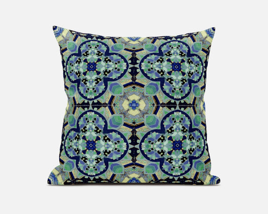 20" Aqua Indigo Cloverleaf Boho Suede Throw Pillow FurniFindUSA
