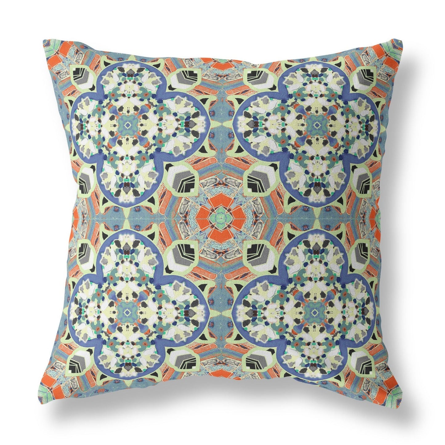 20" Blue Cream Cloverleaf Boho Suede Throw Pillow FurniFindUSA