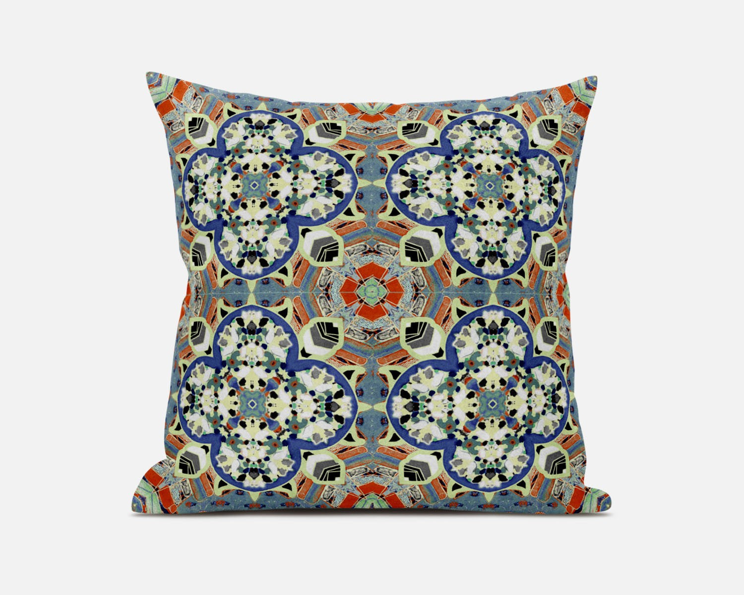 20" Blue Cream Cloverleaf Boho Suede Throw Pillow FurniFindUSA