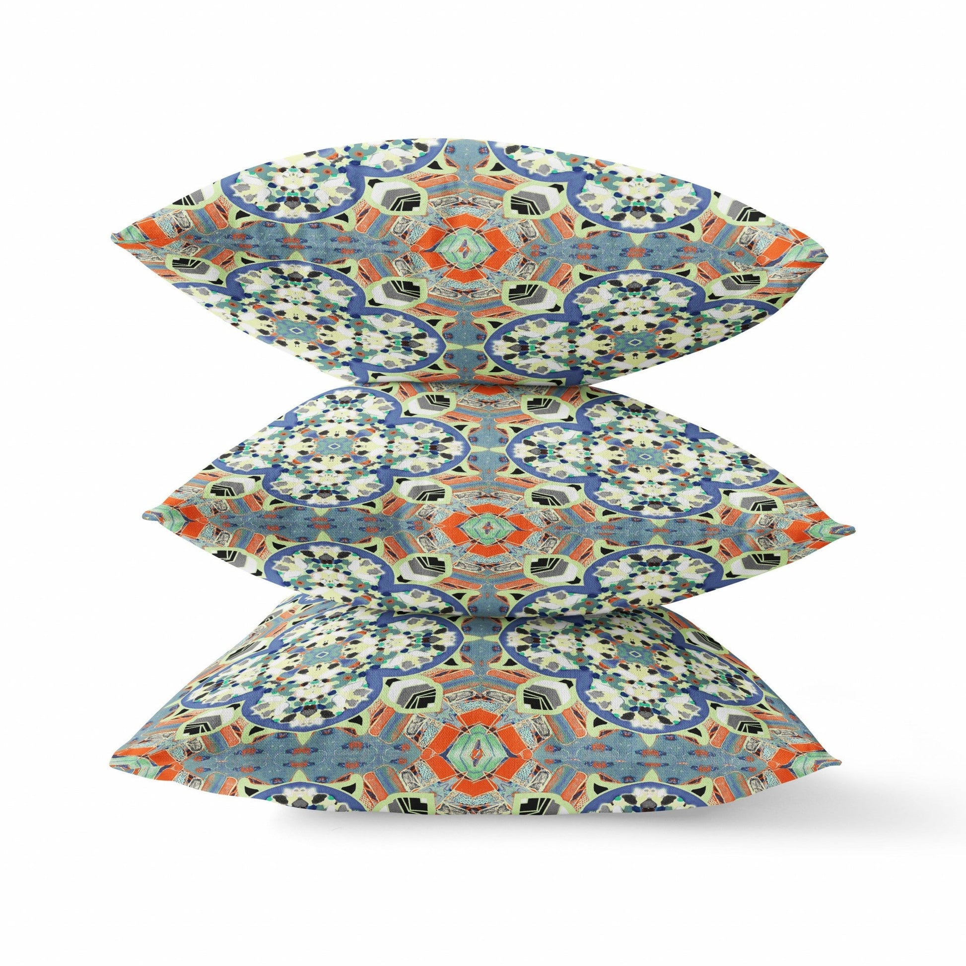 20" Blue Cream Cloverleaf Boho Suede Throw Pillow FurniFindUSA
