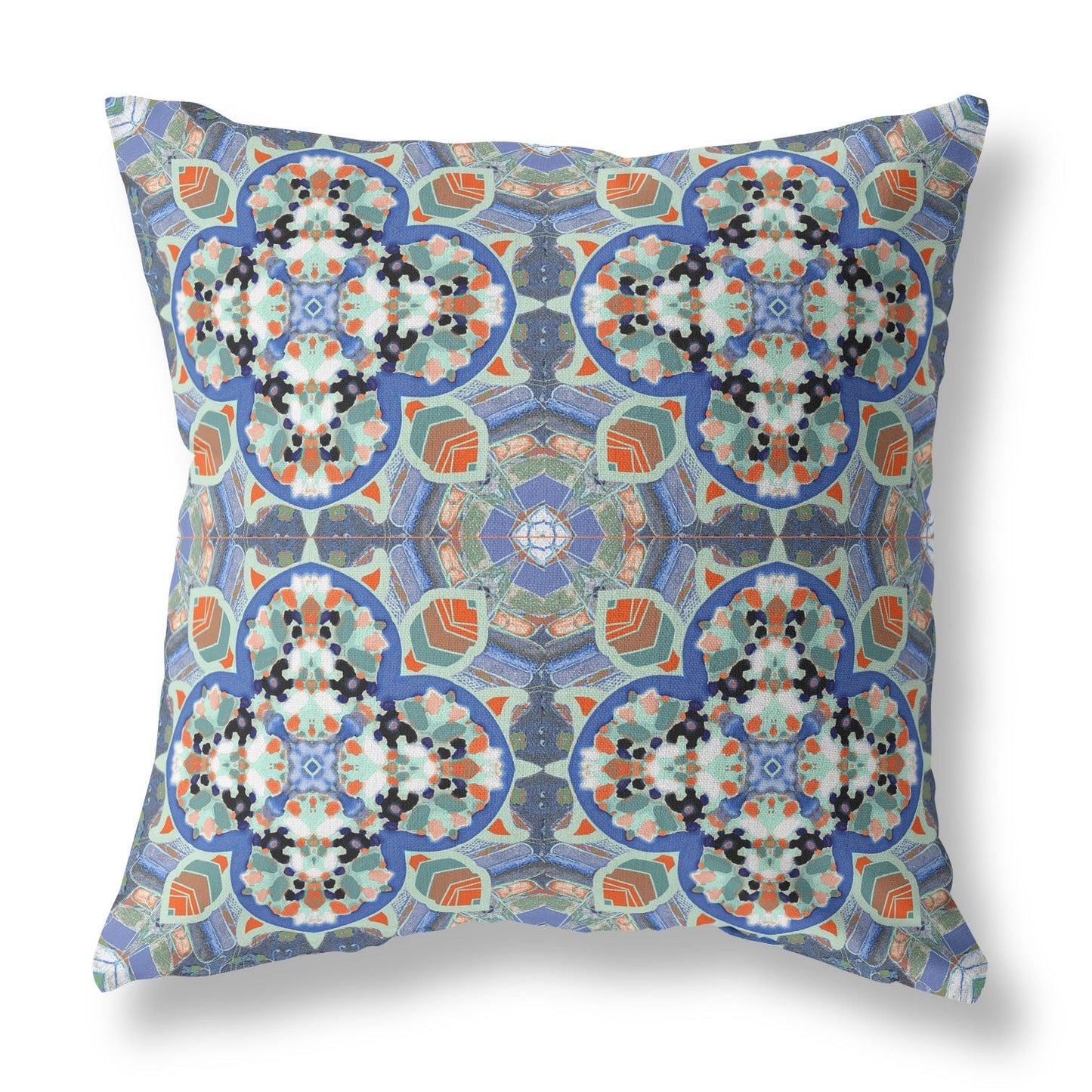 20" Blue Orange Cloverleaf Boho Suede Throw Pillow FurniFindUSA