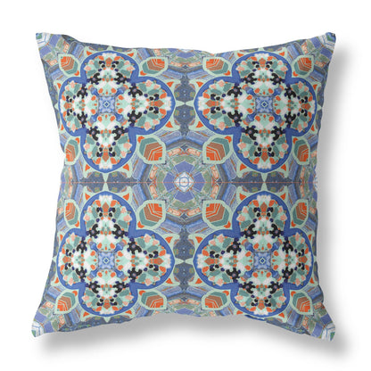 20" Blue Orange Cloverleaf Boho Suede Throw Pillow FurniFindUSA