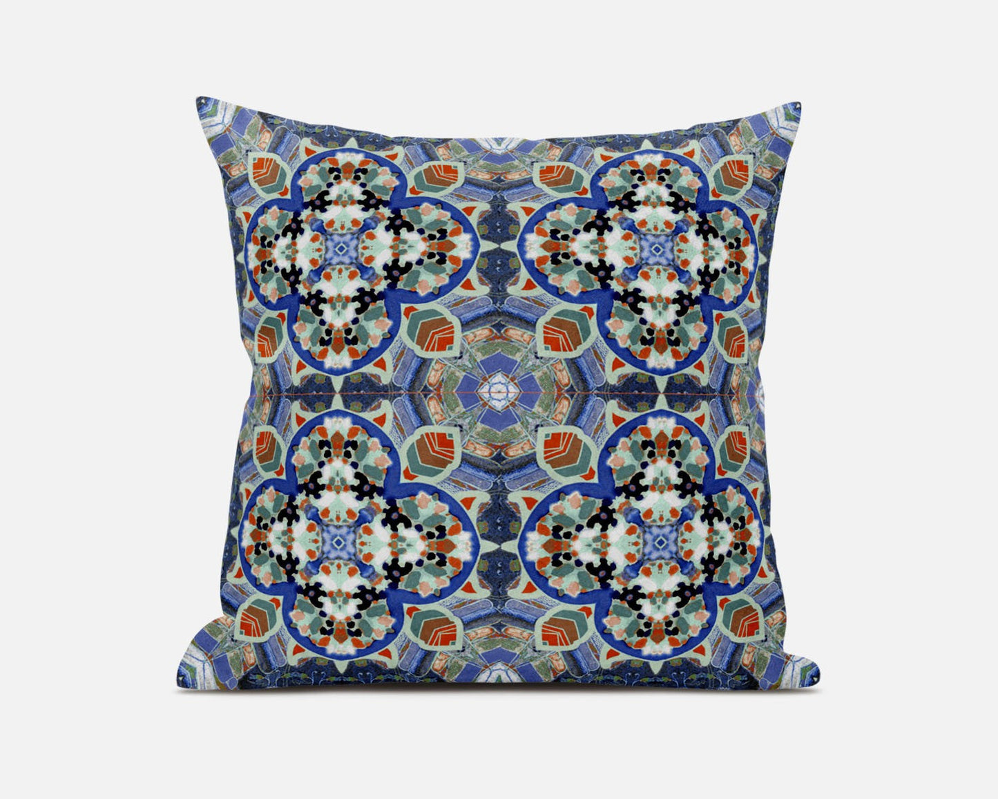 20" Blue Orange Cloverleaf Boho Suede Throw Pillow FurniFindUSA