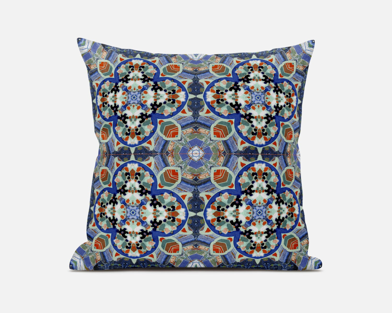 20" Blue Orange Cloverleaf Boho Suede Throw Pillow FurniFindUSA