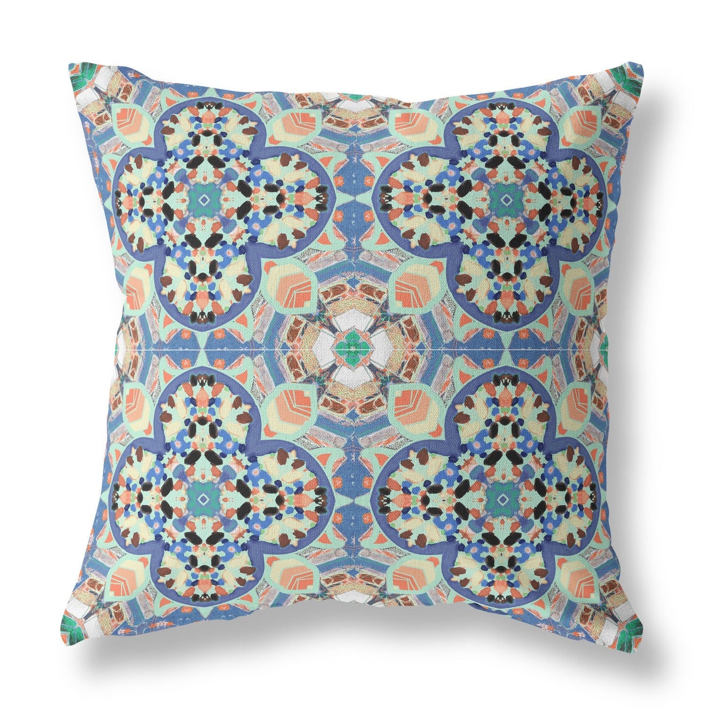 20" Blue Peach Cloverleaf Boho Suede Throw Pillow FurniFindUSA