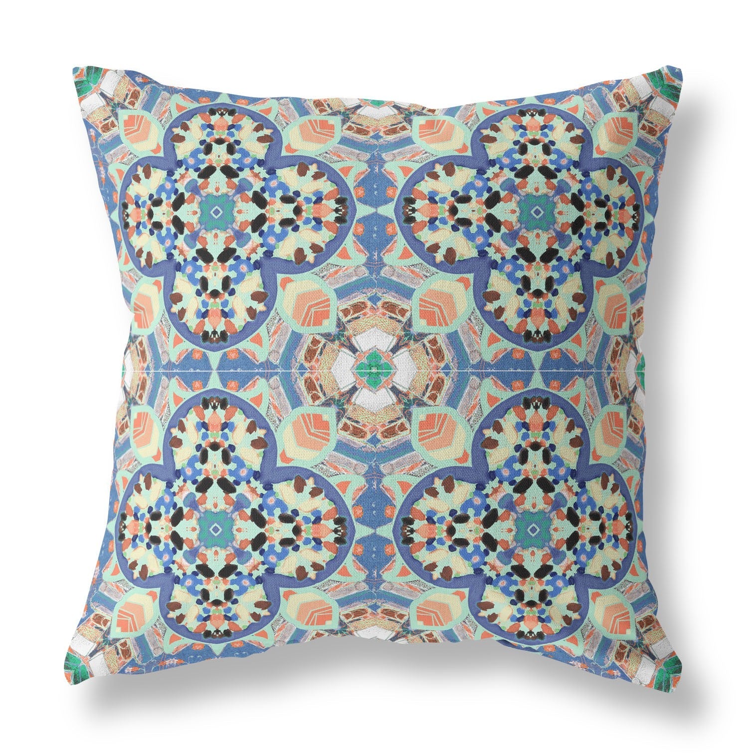 20" Blue Peach Cloverleaf Boho Suede Throw Pillow FurniFindUSA