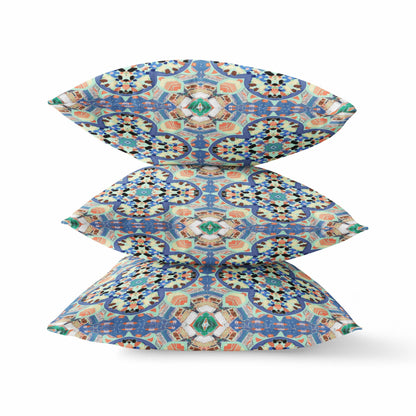 20" Blue Peach Cloverleaf Boho Suede Throw Pillow FurniFindUSA