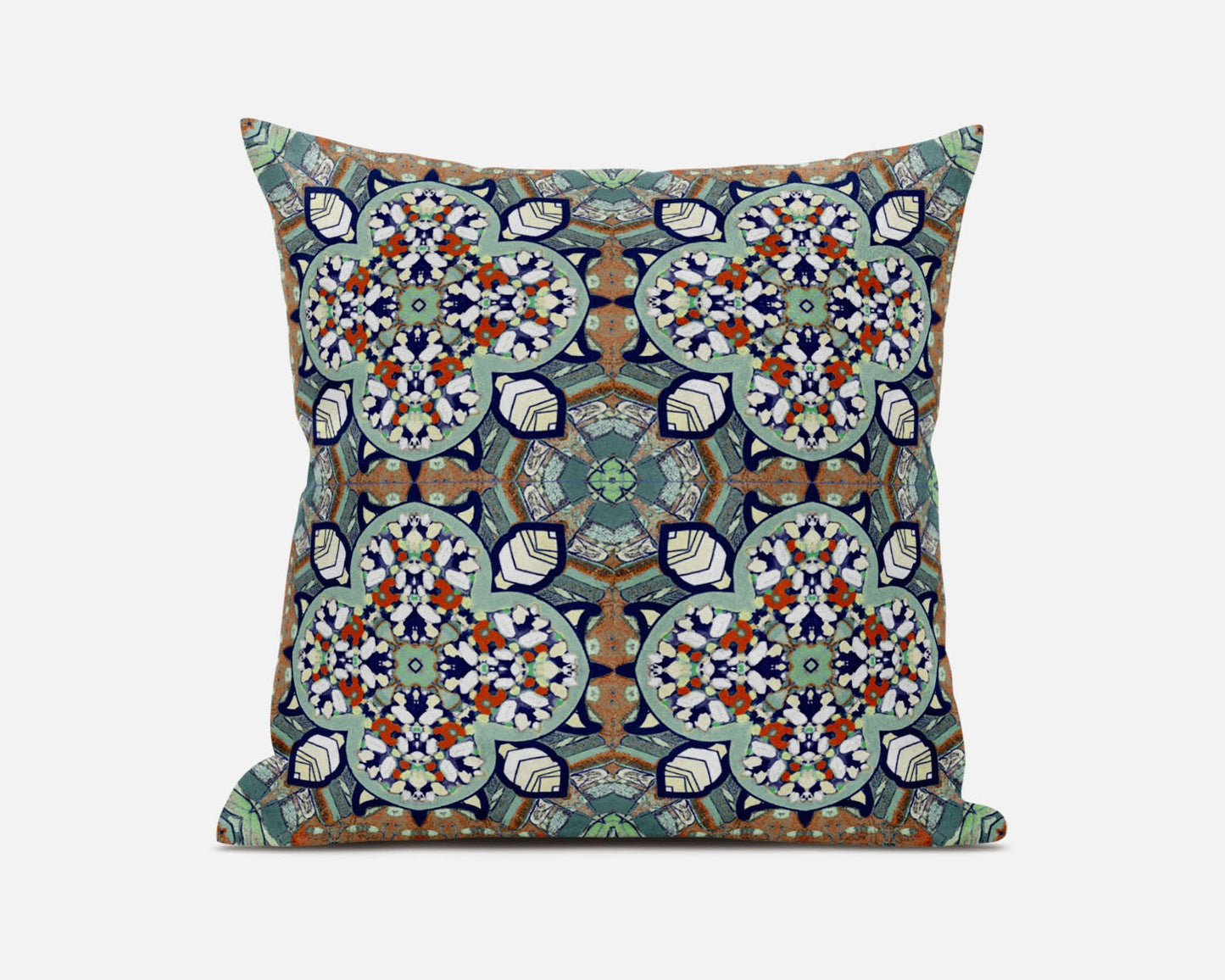 20" Green Orange Cloverleaf Boho Suede Throw Pillow 5.0" (L) x 20.0" (W) x 20.0" (H) FurniFindUSA