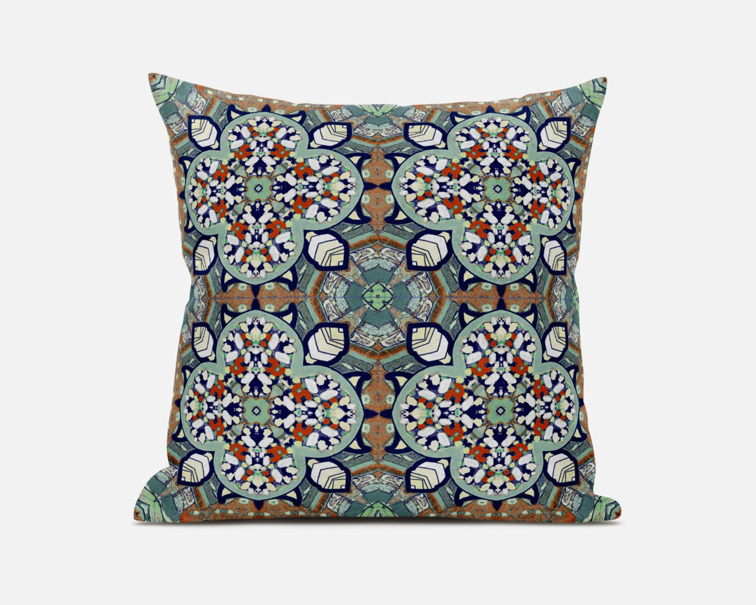 20" Green Orange Cloverleaf Boho Suede Throw Pillow 5.0" (L) x 20.0" (W) x 20.0" (H) FurniFindUSA