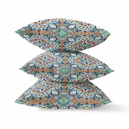 20" Green Orange Cloverleaf Boho Suede Throw Pillow 5.0" (L) x 20.0" (W) x 20.0" (H) FurniFindUSA