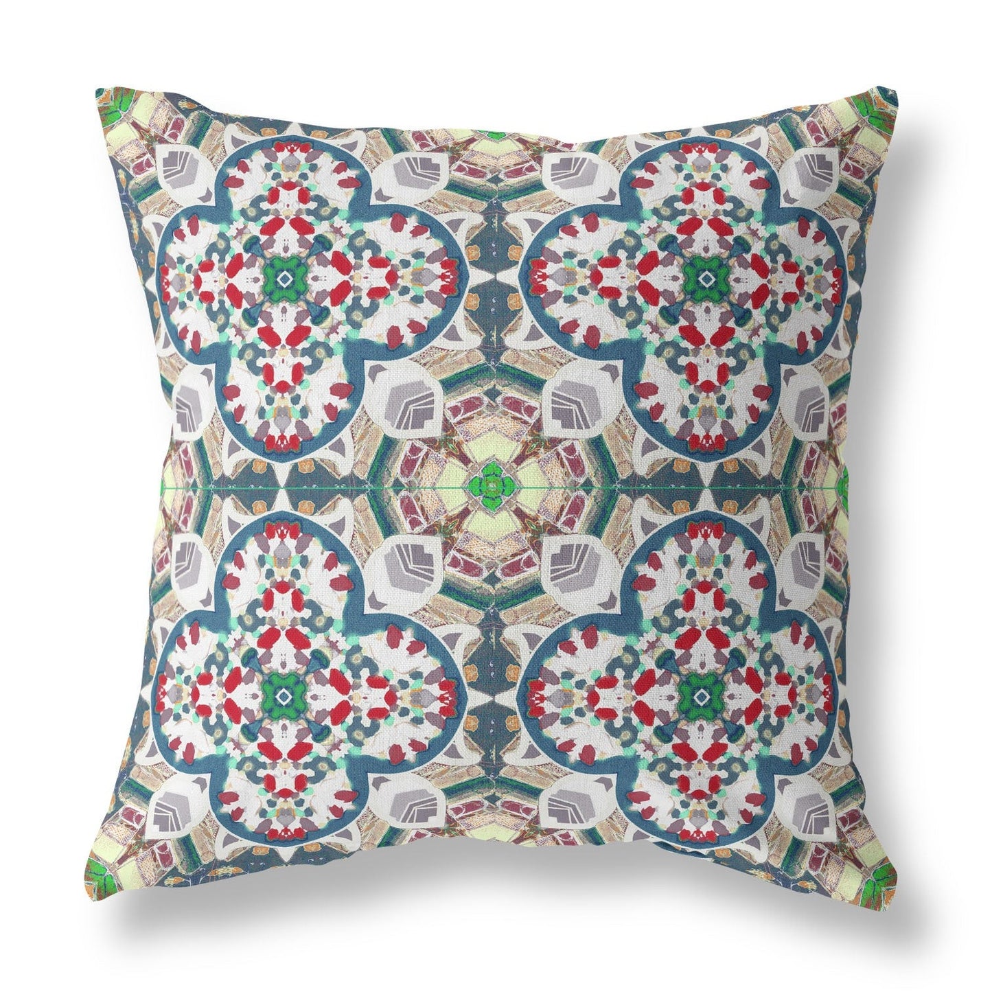 20" Green White Cloverleaf Boho Suede Throw Pillow FurniFindUSA