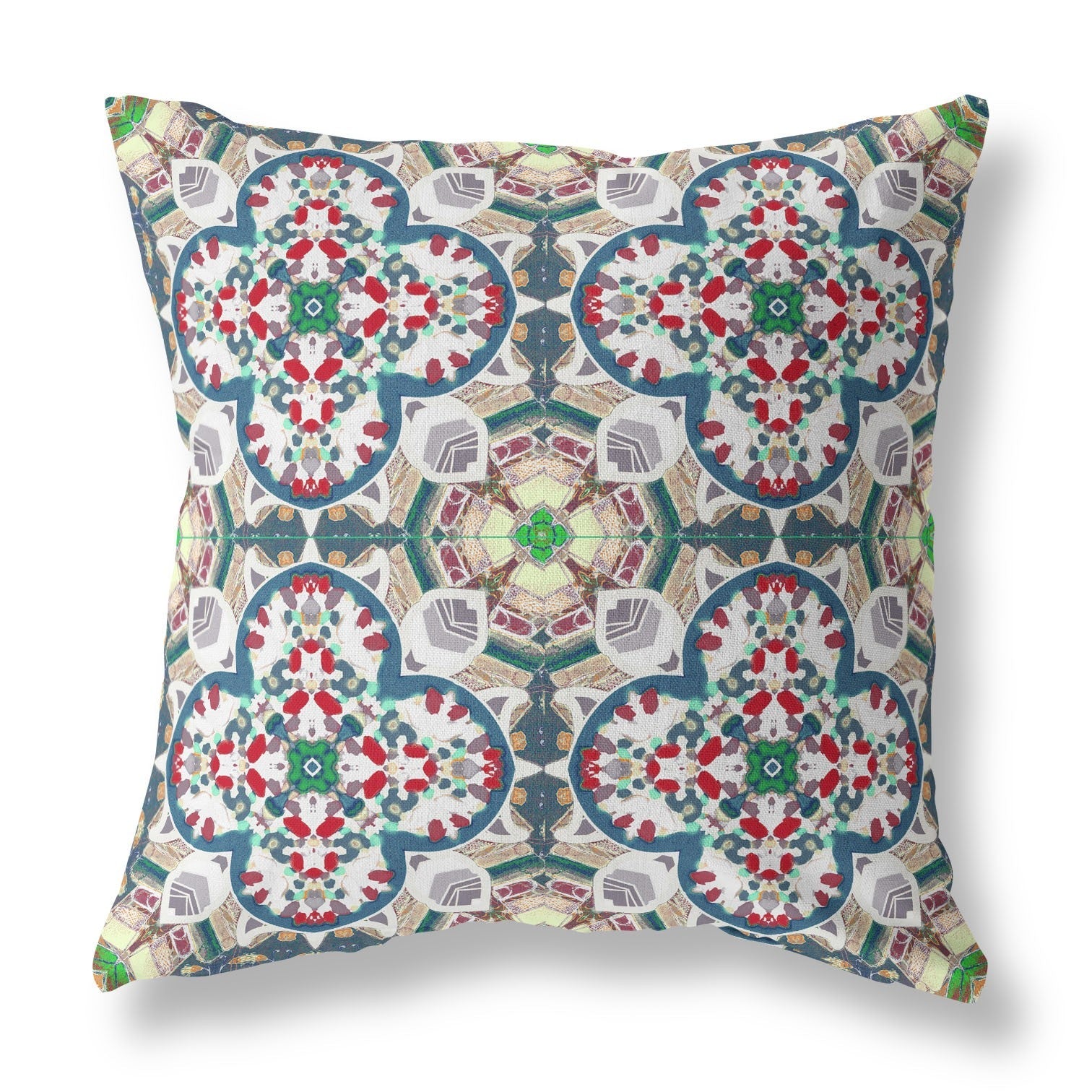 20" Green White Cloverleaf Boho Suede Throw Pillow FurniFindUSA