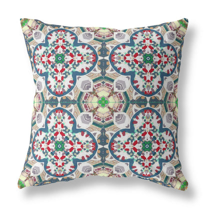 20" Green White Cloverleaf Boho Suede Throw Pillow FurniFindUSA