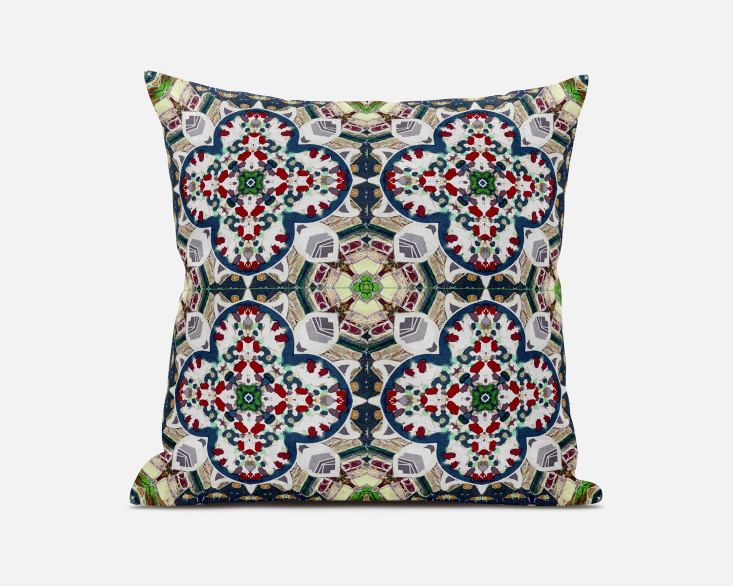 20" Green White Cloverleaf Boho Suede Throw Pillow FurniFindUSA