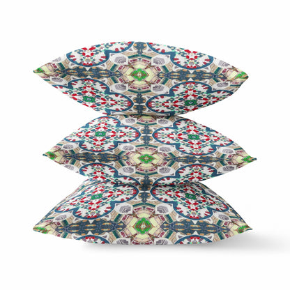 20" Green White Cloverleaf Boho Suede Throw Pillow FurniFindUSA