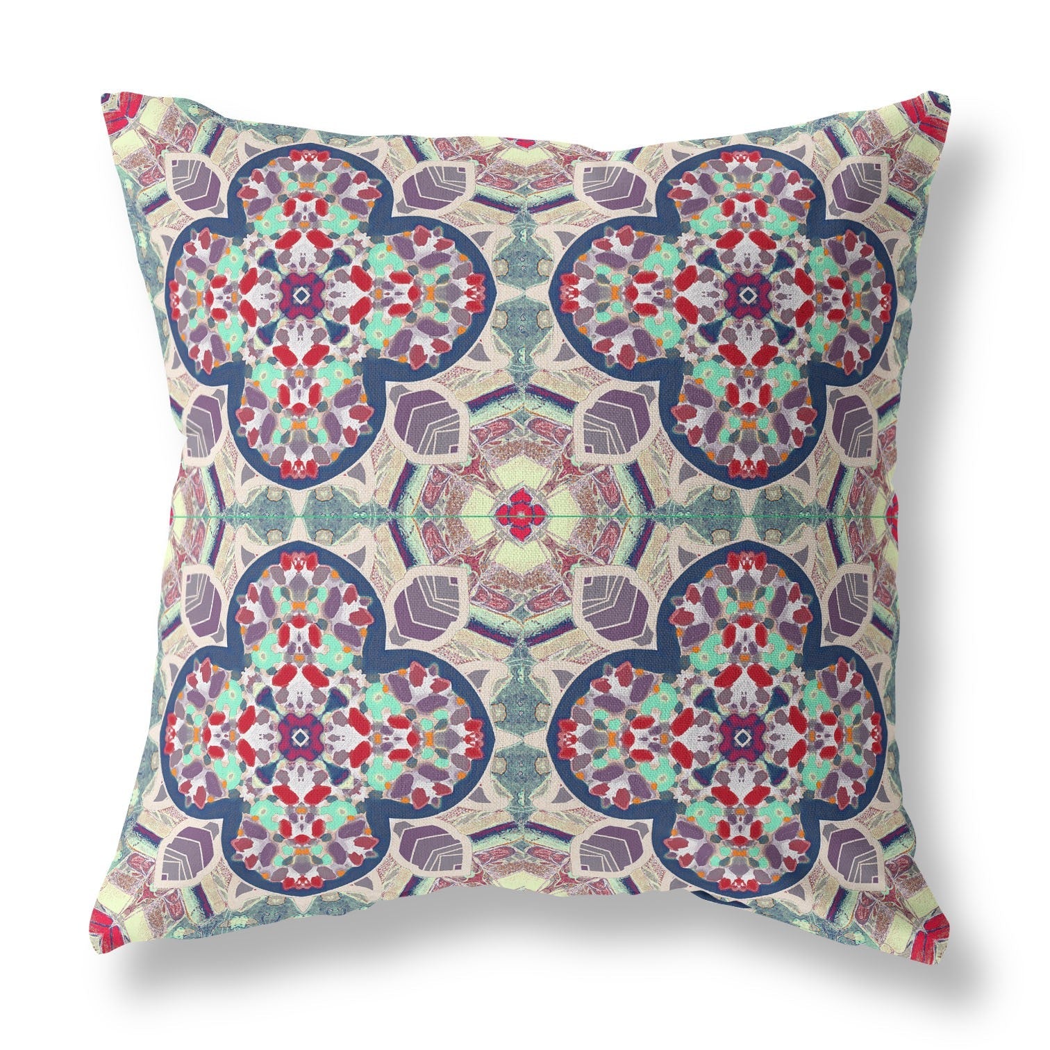 20" Mauve Blue Cloverleaf Boho Suede Throw Pillow FurniFindUSA