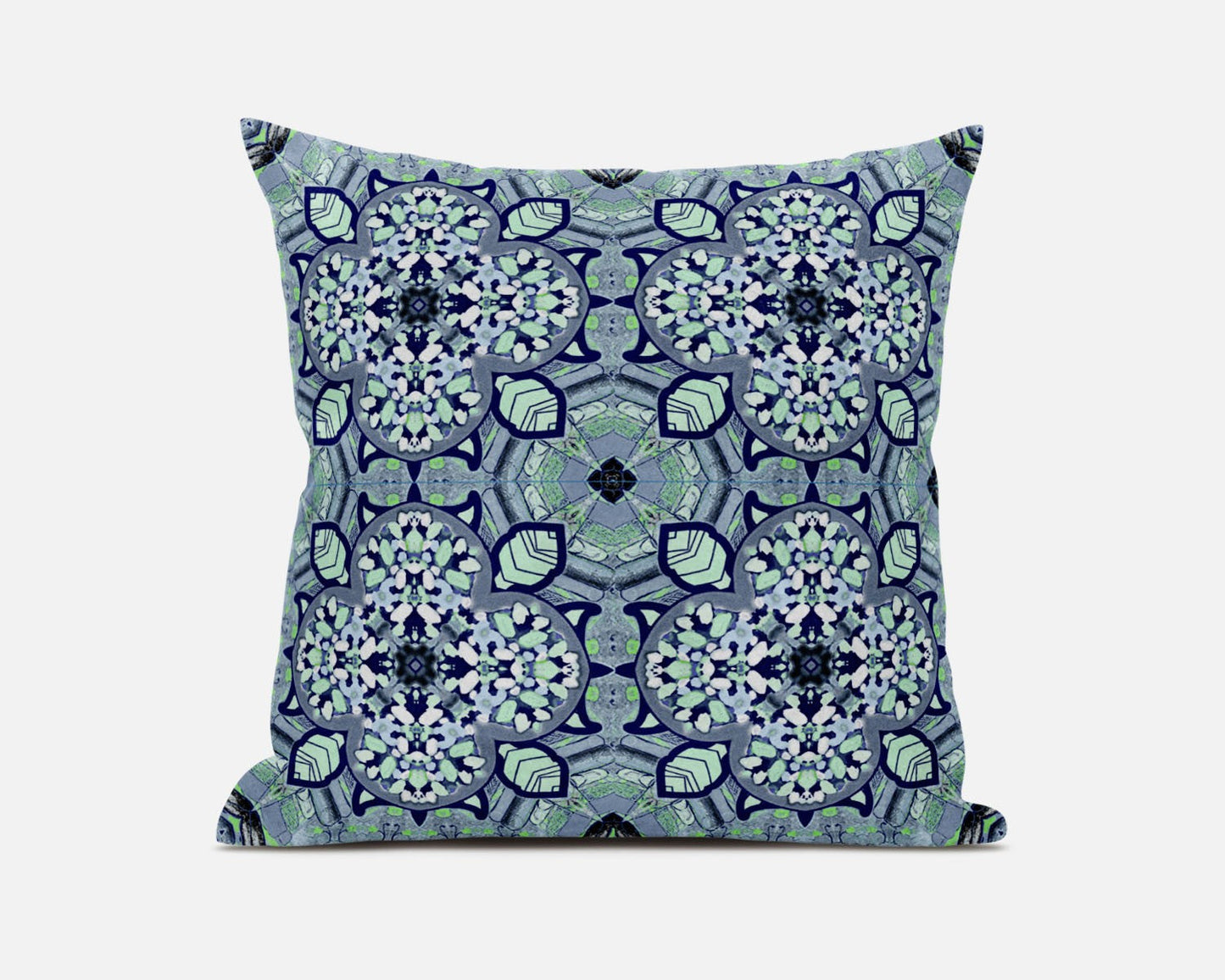 20" Blue Aqua Cloverleaf Boho Suede Throw Pillow FurniFindUSA