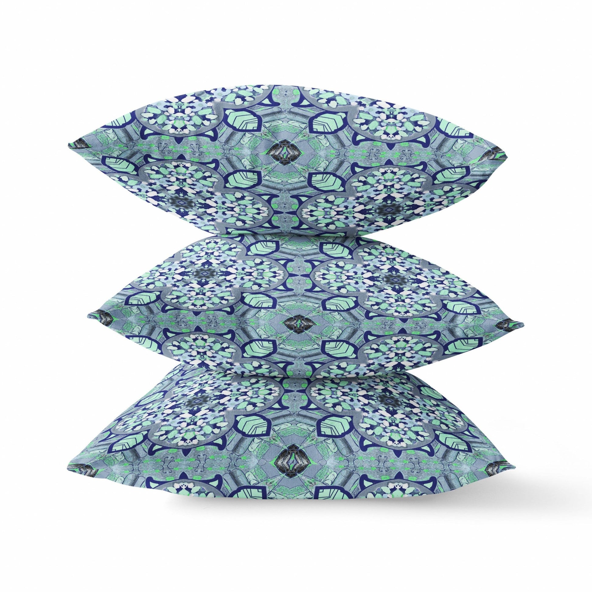 20" Blue Aqua Cloverleaf Boho Suede Throw Pillow FurniFindUSA